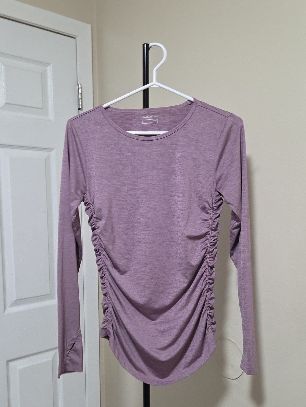 Eddie Bauer Mauve Side-Ruched Long Sleeve Top